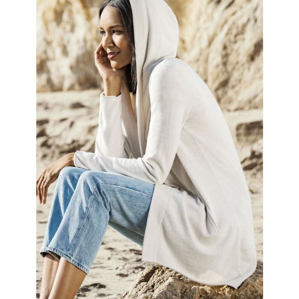 Barefoot dreams cozychic ultra lite knit hooded cardigan cream medium - Picture 3 of 9